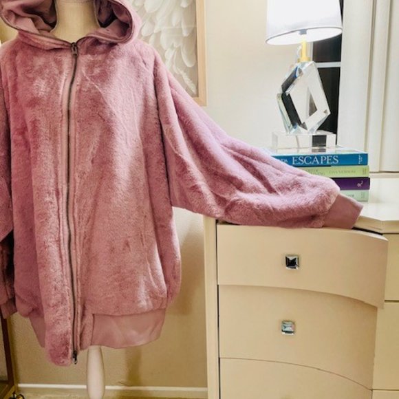 Free People Mauve Turn Up Fleece Zip Hoodie - Picture 6 of 8